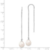 14k White Gold 7-8mm White Teardrop Freshwater Cultured Pearl Threader Earrings
