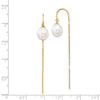 14k 7-8mm White Rice Freshwater Cultured Pearl Box Chain Threader Earrings