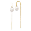 14k 7-8mm White Rice Freshwater Cultured Pearl Box Chain Threader Earrings