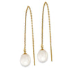 14k 7-8mm White Rice Freshwater Cultured Pearl Cable Chain Threader Earrings