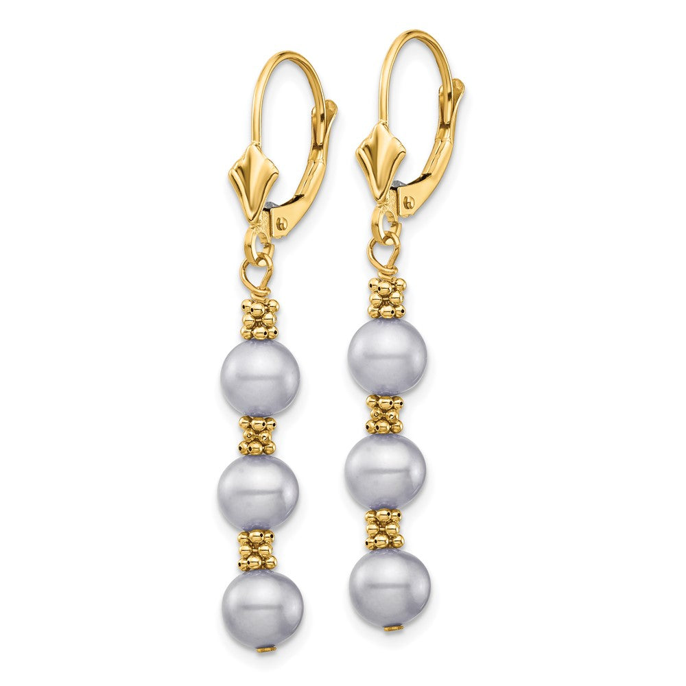 5-6mm Dyed Semi-round Freshwater Cultured Pearl Leverback Earrings