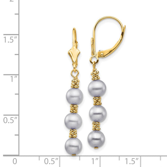 5-6mm Dyed Semi-round Freshwater Cultured Pearl Leverback Earrings