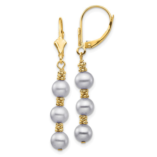 5-6mm Dyed Semi-round Freshwater Cultured Pearl Leverback Earrings