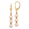 14k 5-6mm Pink Semi-Round Freshwater Cultured Pearl Dangle Leverback Earrings