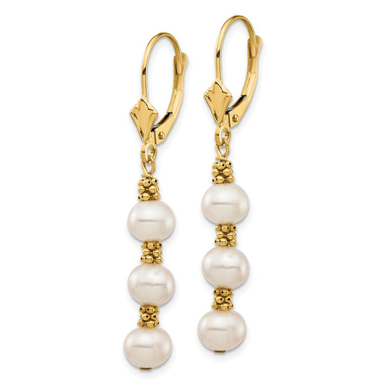 5-6mm Dyed Semi-round Freshwater Cultured Pearl Leverback Earrings
