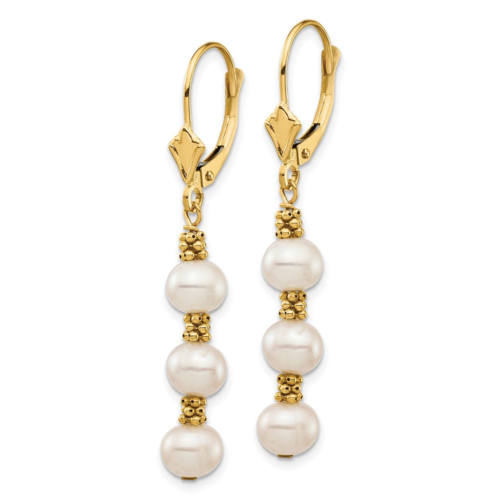 5-6mm Dyed Semi-round Freshwater Cultured Pearl Leverback Earrings