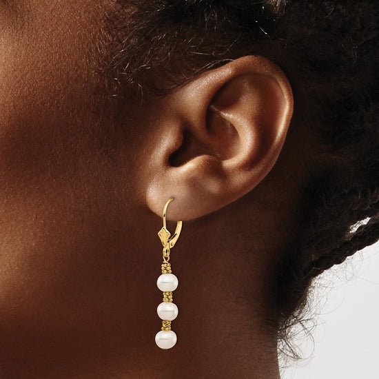 5-6mm Dyed Semi-round Freshwater Cultured Pearl Leverback Earrings