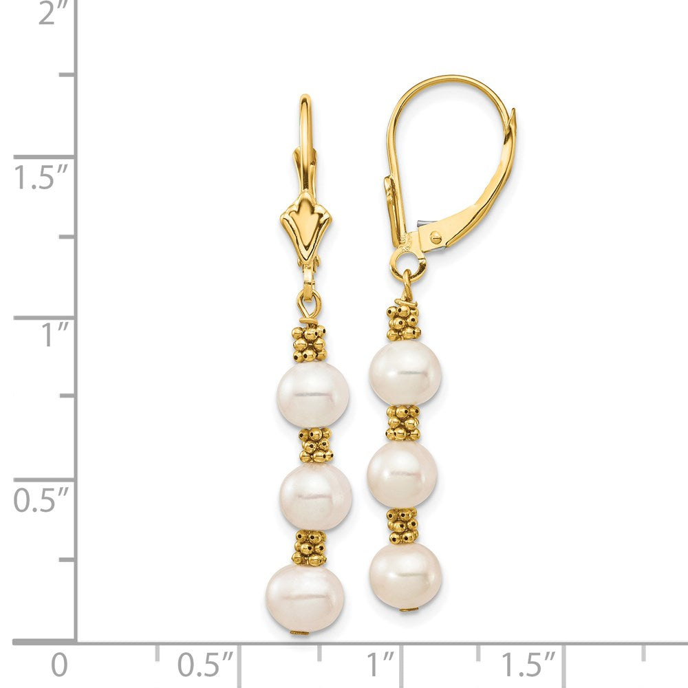 5-6mm Dyed Semi-round Freshwater Cultured Pearl Leverback Earrings