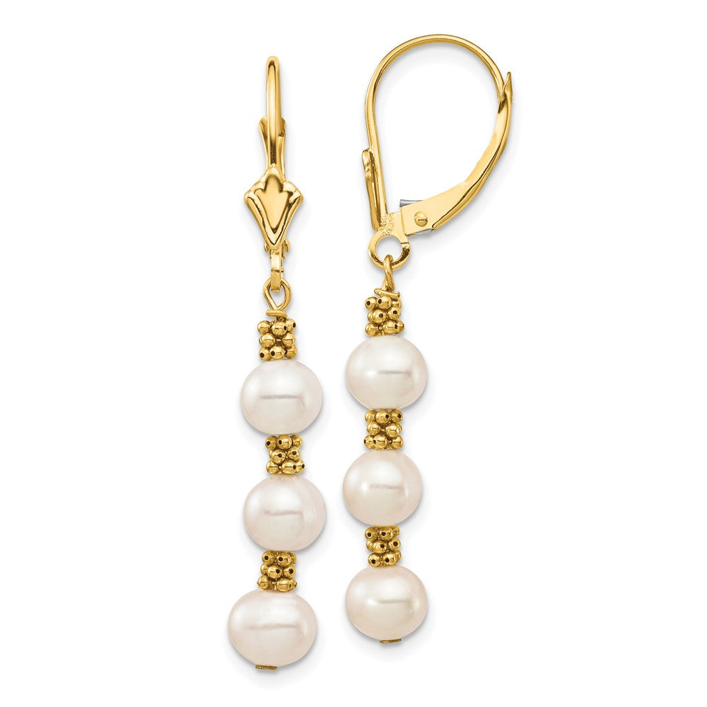 5-6mm Dyed Semi-round Freshwater Cultured Pearl Leverback Earrings