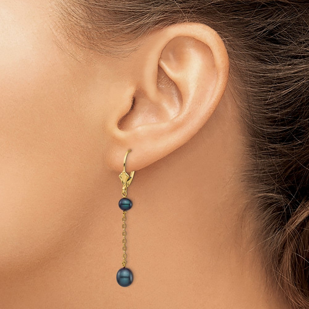 Rice Freshwater Cultured Rice Pearl Leverback Earrings