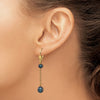 14k 5-7mm Black Rice and Semi-Round Freshwater Cultured Pearl Chain Dangle Leverback Earrings