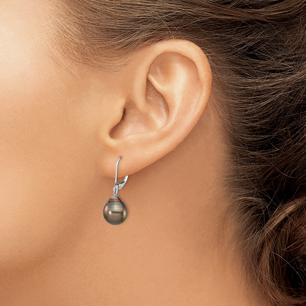 Gold Tahitian Pearl Leverback Earrings