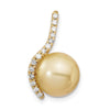 14k 10-11mm Round Golden South Sea Saltwater Cultured Pearl and .125 Carat Diamond Pendant