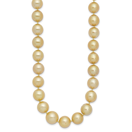 14k 9-12mm Golden South Sea Saltwater Cultured Graduated Baroque Pearl 19 inch Necklace