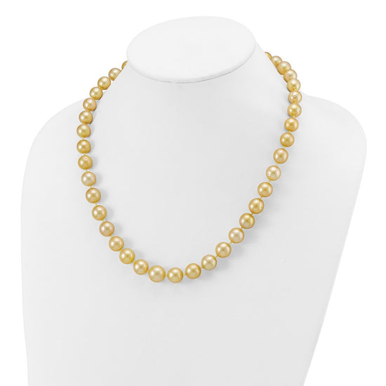 14k 9-12mm Golden South Sea Saltwater Cultured Graduated Baroque Pearl 19 inch Necklace