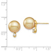 14k 9-10mm Round Golden South Sea Saltwater Cultured Pearl and .10 Carat Diamond Post Earrings