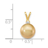 14k 9-10mm Round Golden South Sea Saltwater Cultured Pearl and .05 Carat Diamond Pendant