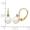 7-7.5mm White Round FWC Pearl & Gemstone Leverback Earrings