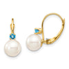 7-7.5mm White Round FWC Pearl & Gemstone Leverback Earrings