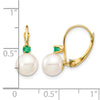 7-7.5mm White Round FWC Pearl & Gemstone Leverback Earrings