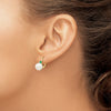 14k 8-8.5mm White Round Freshwater Cultured Pearl and .18EM Emerald Leverback Earrings