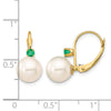 8-8.5mm White Round FWC Pearl & Gemstone Leverback Earrings