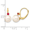8-8.5mm White Round FWC Pearl & Gemstone Leverback Earrings