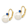 8-8.5mm White Round FWC Pearl & Gemstone Leverback Earrings