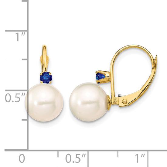 8-8.5mm White Round FWC Pearl & Gemstone Leverback Earrings