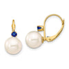 8-8.5mm White Round FWC Pearl & Gemstone Leverback Earrings