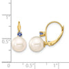 8-8.5mm White Round FWC Pearl & Gemstone Leverback Earrings