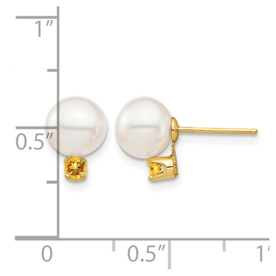 7-7.5mm FWC Pearl & Gemstone Earrings
