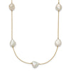 14k 10-11mm White Keshi Freshwater Cultured Pearl 7-Station 20 inch Necklace