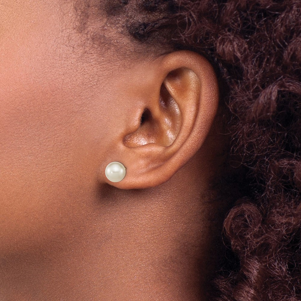 14k 8-9mm White Round South Sea Saltwater Cultured Pearl Post Earrings