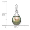 14k White Gold 9-10mm Black Teardrop Tahitian Saltwater Cultured Pearl Pendant