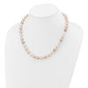 14k 8-9mm Pink/Purple/White Alternating Color Rice Freshwater Cultured Pearl 18 inch Necklace