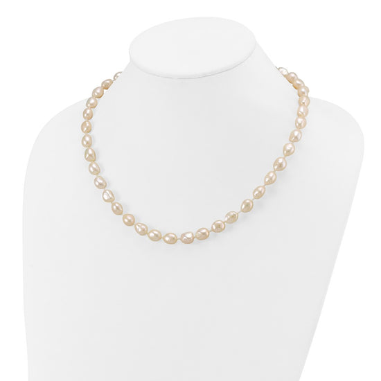14k 7x11 White Baroque Freshwater Cultured Pearl 18 inch Necklace