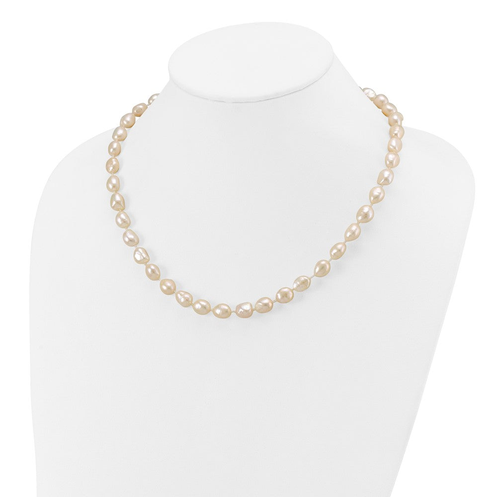 14k 7x11 White Baroque Freshwater Cultured Pearl 18 inch Necklace