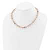 14k 8-9mm Pink/Purple/White Semi-Round Freshwater Cultured Pearl and Diamond-cut Beaded 18 inch Necklace