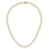 14k 8-9mm White Near-Round Freshwater Cultured Pearl and Diamond-cut Beaded 18 inch Necklace
