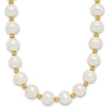 14k 8-9mm White Near-Round Freshwater Cultured Pearl and Diamond-cut Beaded 18 inch Necklace