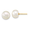 14k 8-9mm White Near-Round Freshwater Cultured Pearl 18 inch Necklace with 2 inch Extender/7.5 inch Bracelet with 1 inch Extender/Post Earrings Set