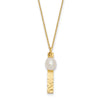 14k Brushed and Hammered 6-7mm White Rice Freshwater Cultured Pearl 17 inch Necklace