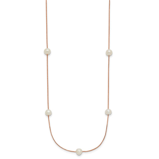 5-6mm Round White FWC Pearl 9-Station Necklaces