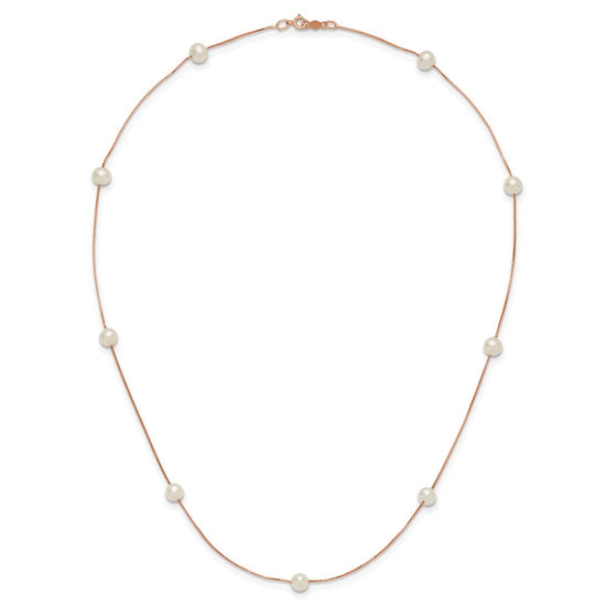 5-6mm Round White FWC Pearl 9-Station Necklaces