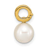 14K 7-8mm White Round Freshwater Cultured Pearl Hinged Bail Charm