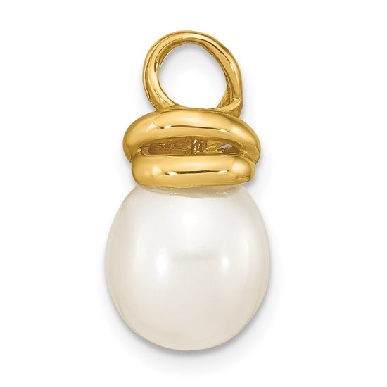 14K 9-10mm White Rice Freshwater Cultured Pearl Slide Fits up to 3mm Fancy Omega Only