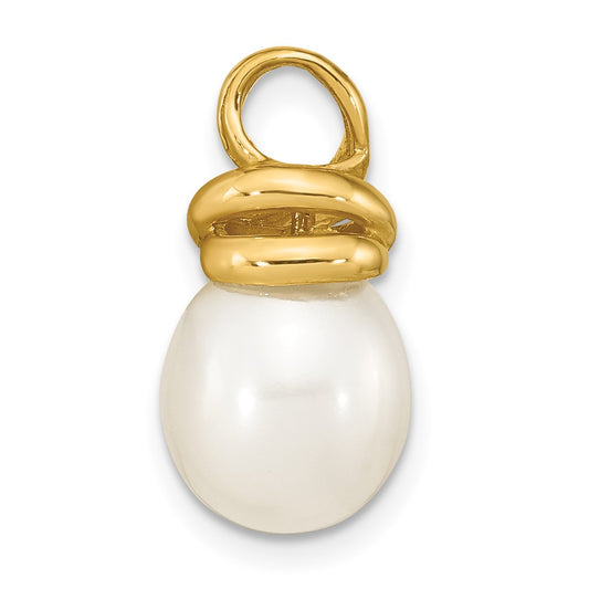 14K 9-10mm White Rice Freshwater Cultured Pearl Slide Fits up to 3mm Fancy Omega Only