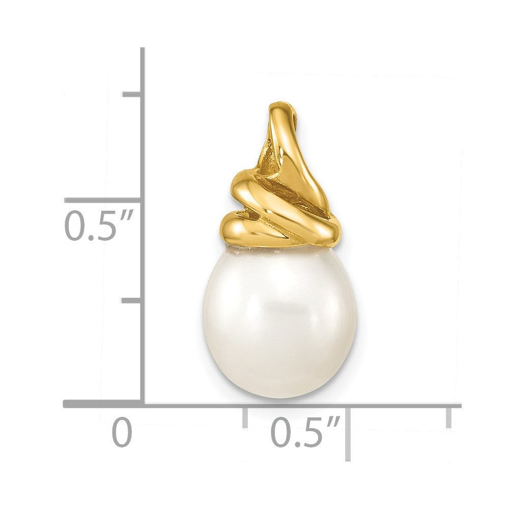 14K 9-10mm White Rice Freshwater Cultured Pearl Slide Fits up to 3mm Fancy Omega Only
