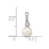 14k White Gold 6-7mm Round White Akoya Saltwater Cultured Pearl and .05 Carat Diamond Pendant